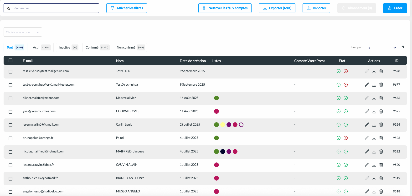 accéder à la liste des abonnés