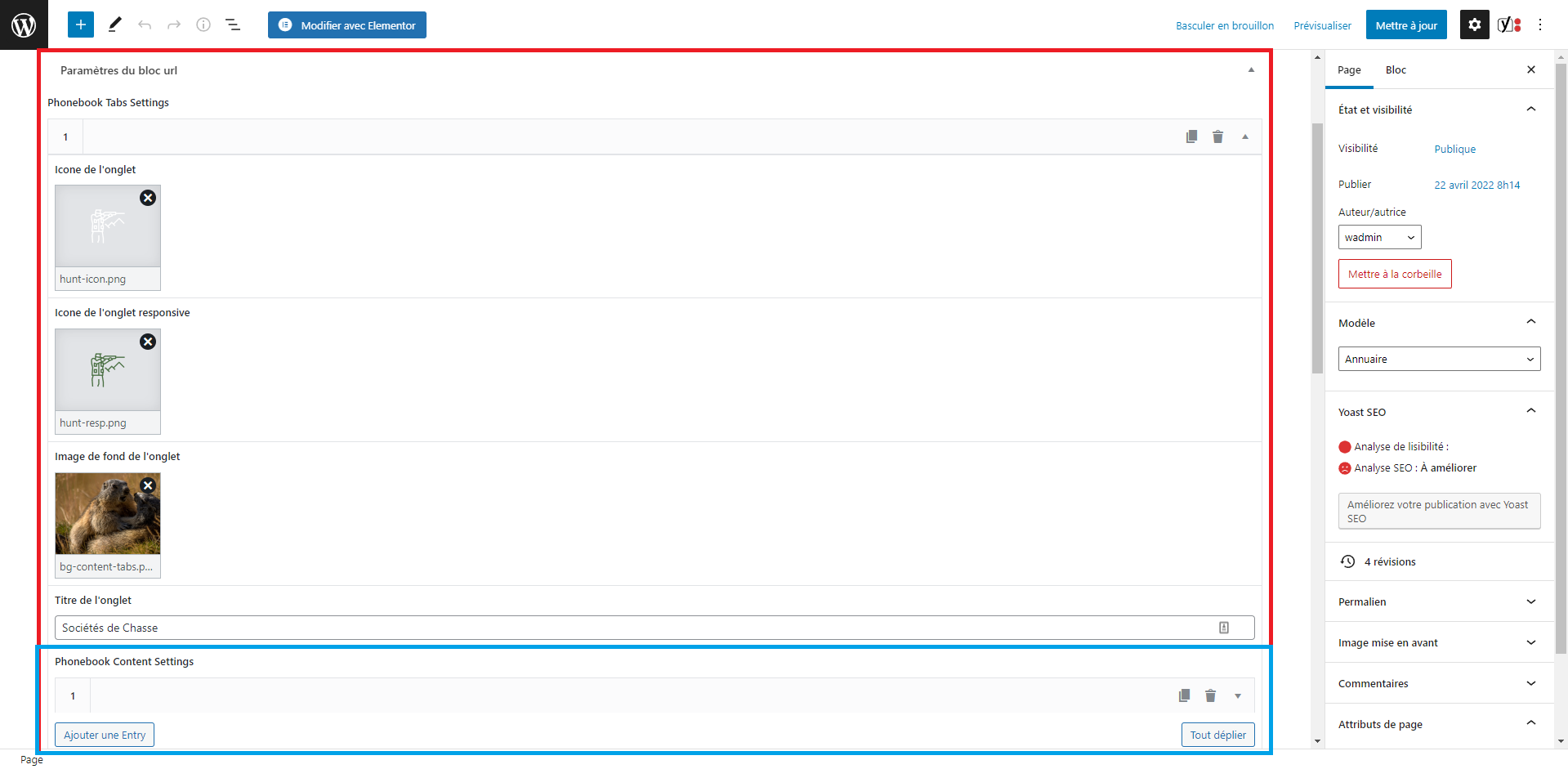paramètres annuaire