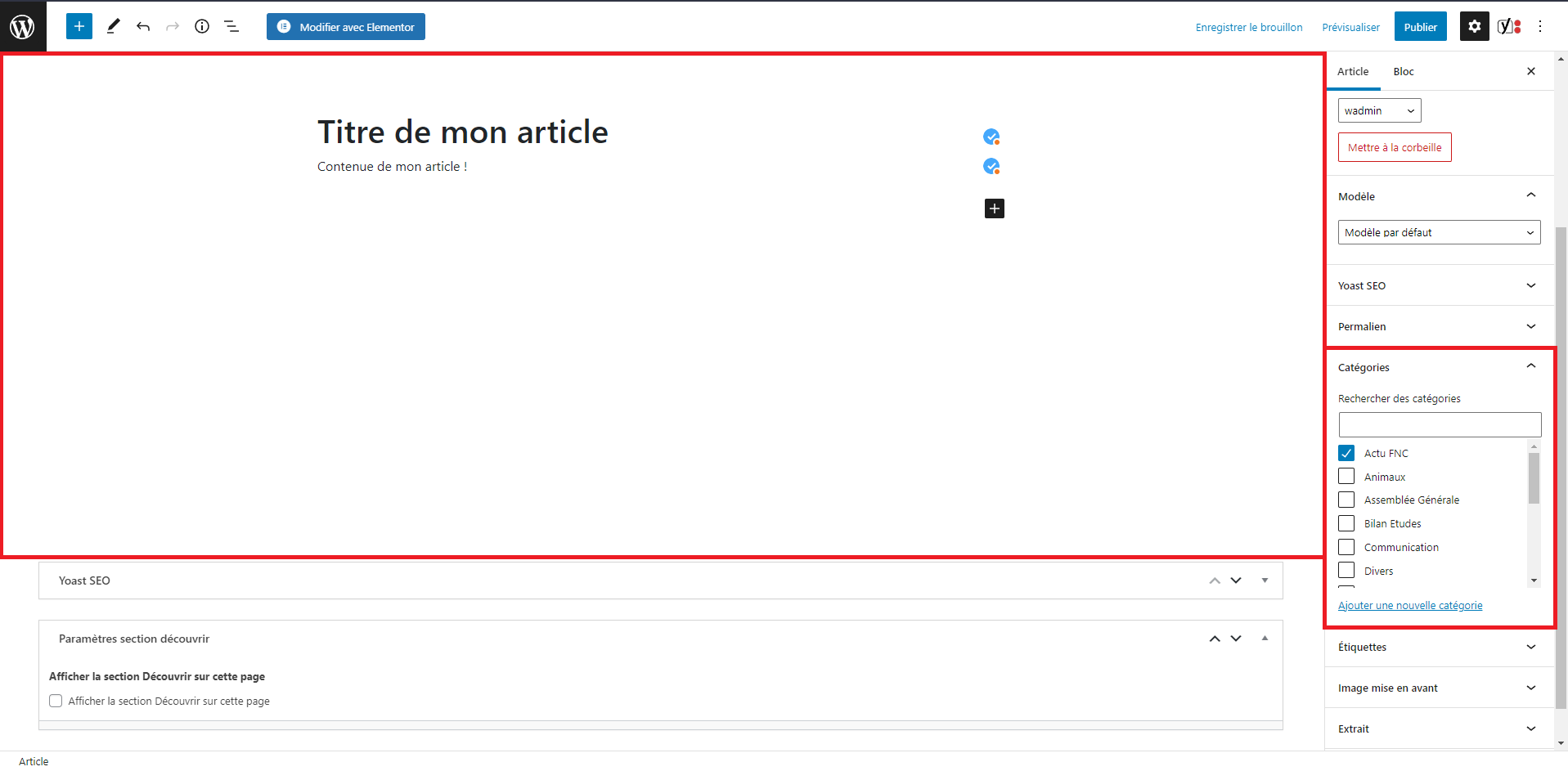 créer un article sur wordpress