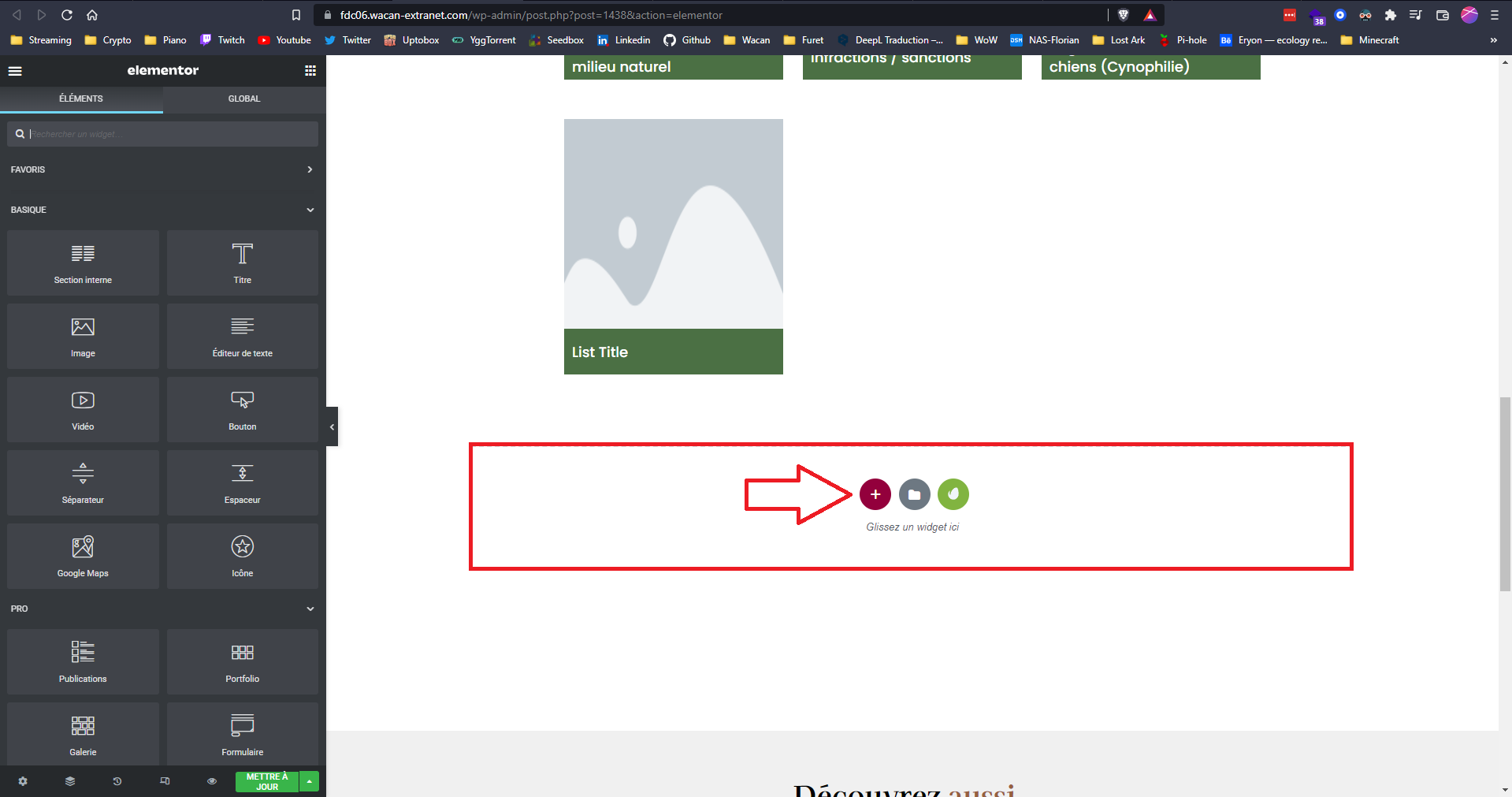 elementor ajouter une section